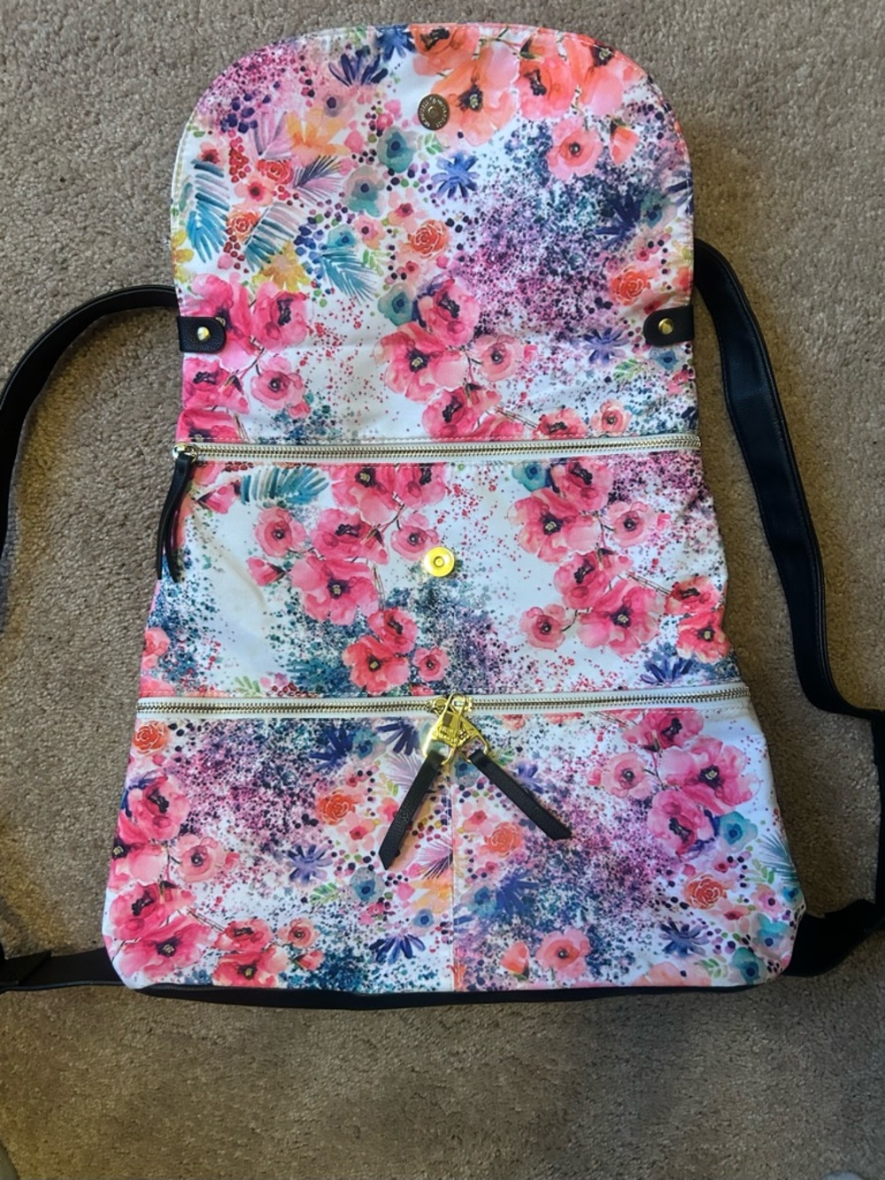 Steve Madden Floral Backpack Tote in Pink, Purple, Blue and Black